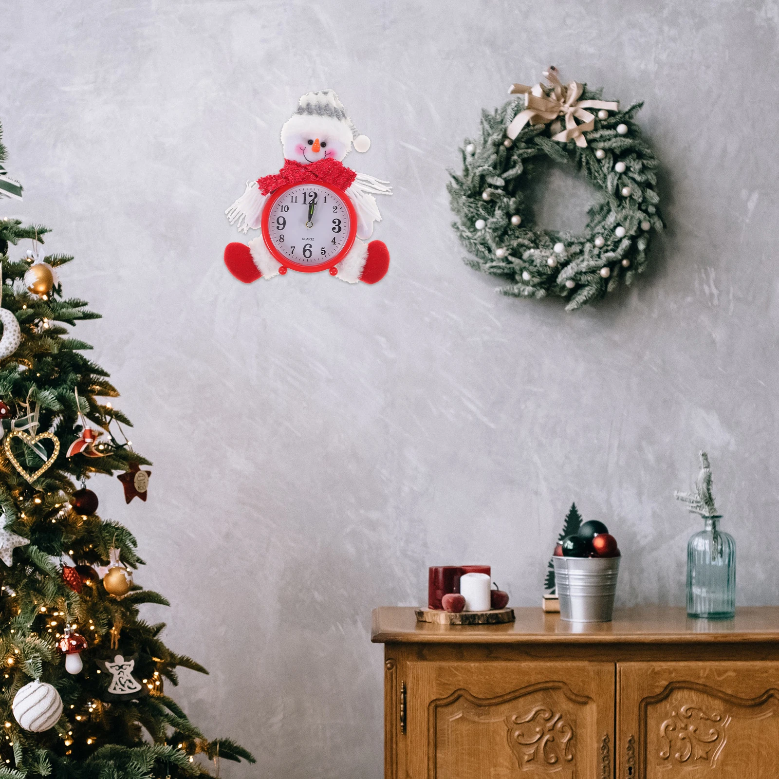 

Christmas Wall Clock Cartoon Snowman Design Table Desktop Home Decor for Bedroom Living Room Office Kids Room Xmas Clock
