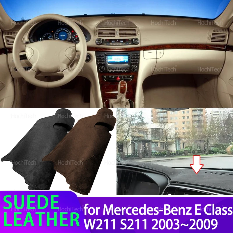 Wildleder Leder Dashmat Dash Mat Abdeckung Dashboard Pad Sonnenschirm Teppich für Mercedes-Benz E Klasse W211 S211 2003 ~ 2009 2005 2006 2008