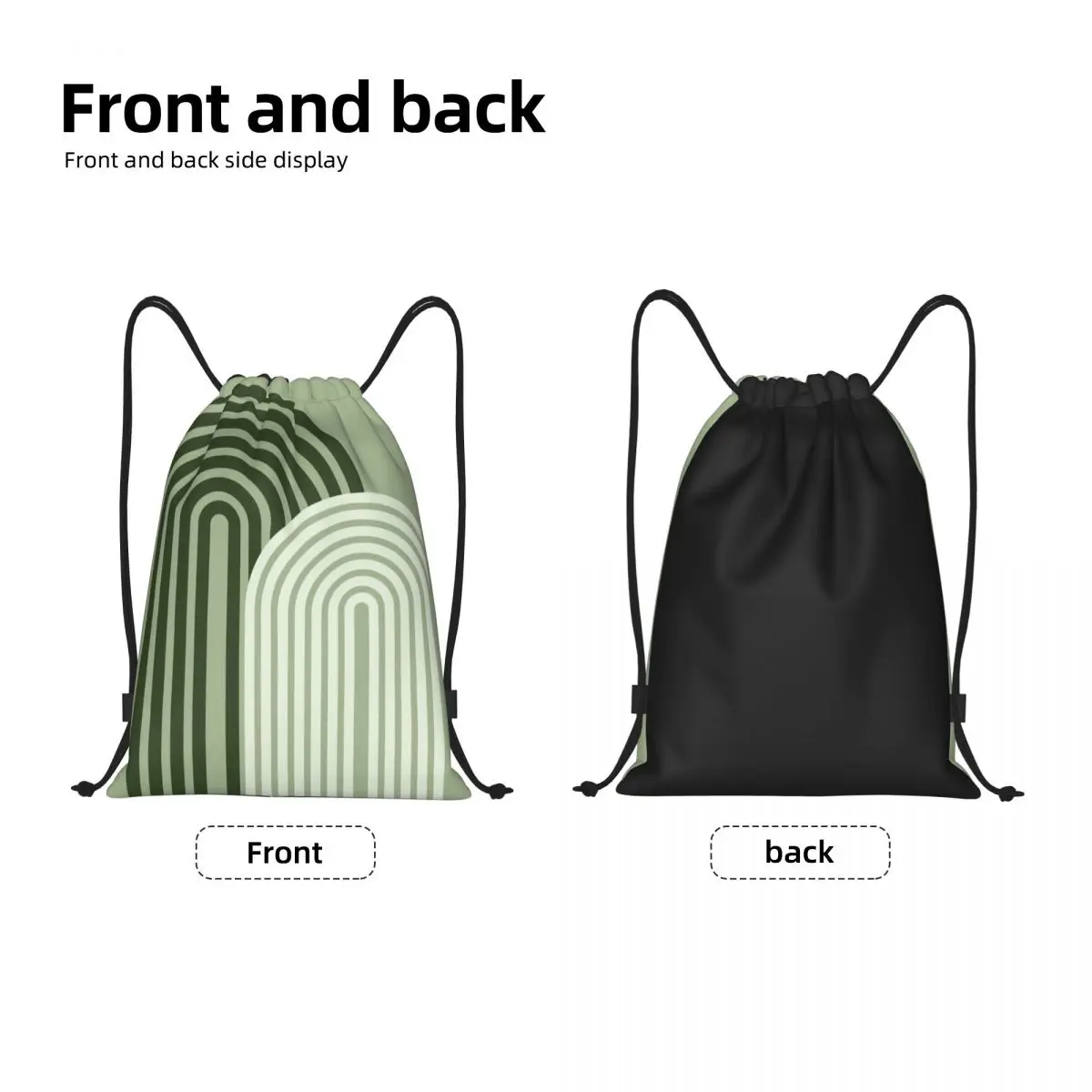 Custom Sage Green Arch Rainbow Drawstring Bag for Shopping Yoga Backpacks Men Women Sports Gym Sackpack