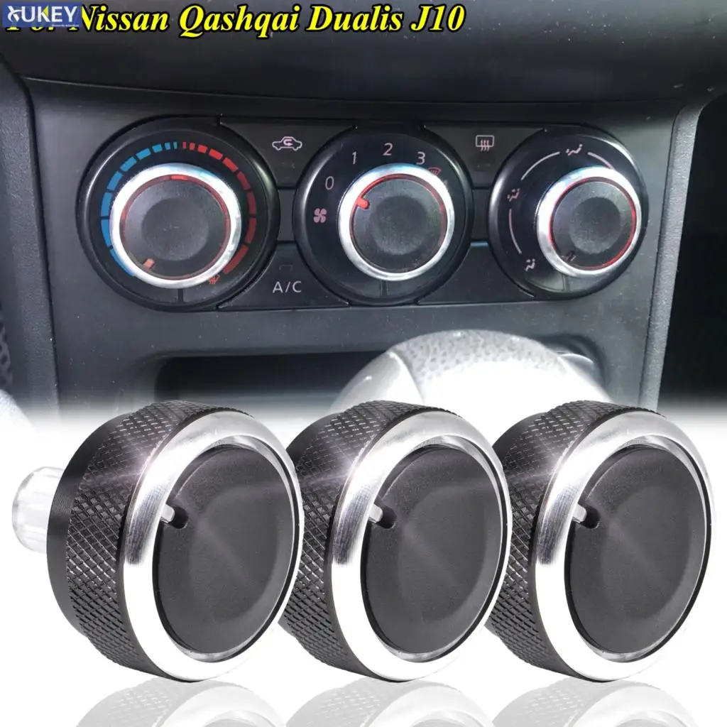 3Pcs/Set For Nissan Qashqai 2006-2013 Aluminum Alloy Air Conditioning Knob AC Knob Heat Control Switch Button Knob Car Styling