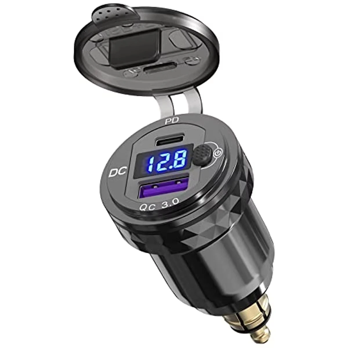 Waterproof Hella Din Plug to USB ON-Off Switch 30W USB C PD3.0 QC3.0 Quick Charge Voltmeter For Ducati Triumph BMW Motorcycle