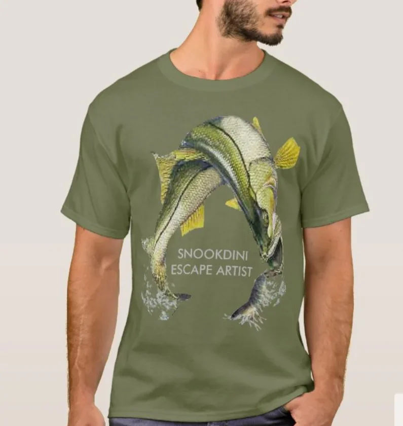 Snook Attacking A Shrimp. Snookdini Escape Artist T-Shirt 100% Cotton O-Neck Short Sleeve Summer Casual Mens T-shirt Streetwear