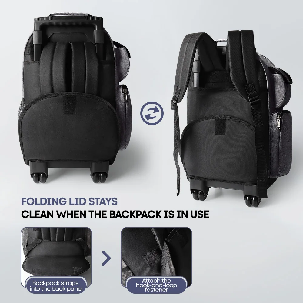 20 inch Large Capacity Travel Backpack With Wheels Hidden Pull Rod Carry On Luggage Weekend Travel Bag For Men Business Trip