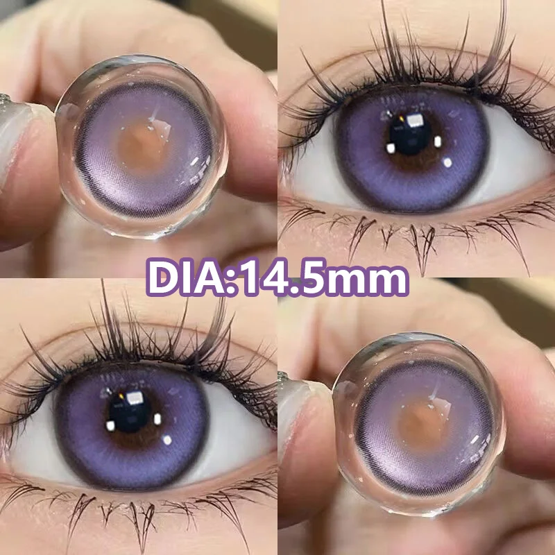 YIMEIghts-Lentilles de contact colorées coréennes pour les yeux, grand diamètre, violet, cosmétiques doux, haute qualité, 1 paire