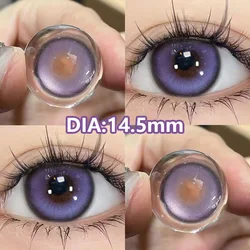 YIMEIghts-Lentilles de contact colorées coréennes pour les yeux, grand diamètre, violet, cosmétiques doux, haute qualité, 1 paire