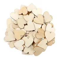 50pcs 4cm Unfinished Blank Wooden Heart Shaped Slices Discs DIY Craft Pieces for Wedding Ornaments Christmas Party Embellishment