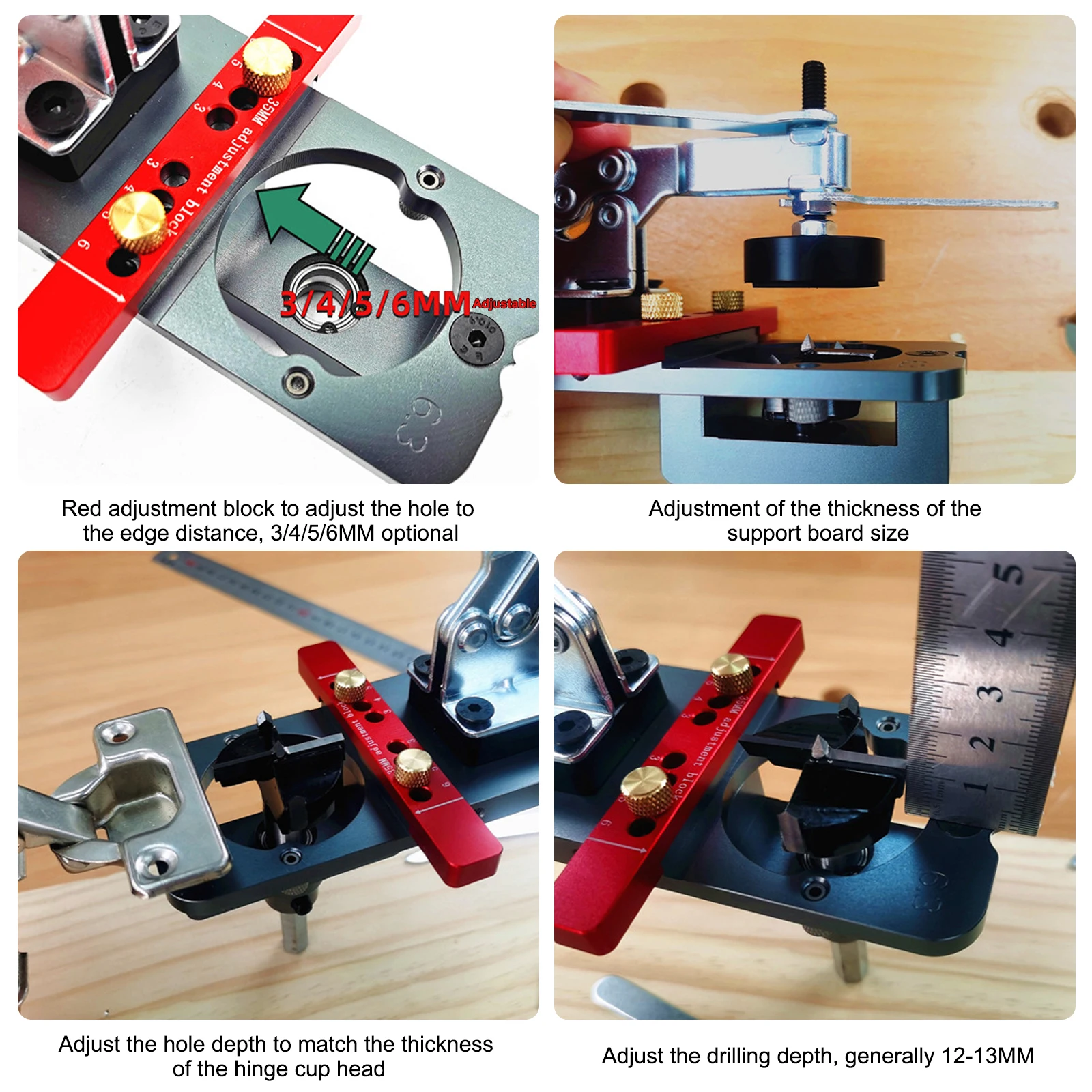 알루미늄 합금 구멍 오프너 도구 펀치 템플릿, 35mm 힌지 보링 지그 키트, 도어 캐비닛 목공 DIY 목공