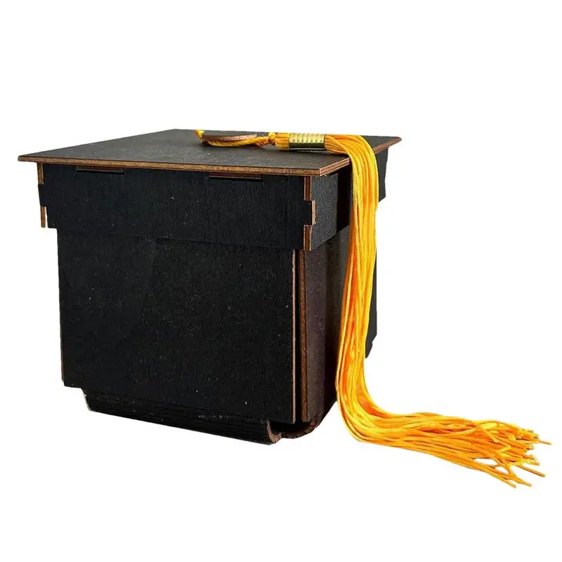 

2024 Graduation Box DIY Black Graduate Hat Box For Graduation Gifts Cards Box Academicap With Gold Graduat Ceremony Decoration