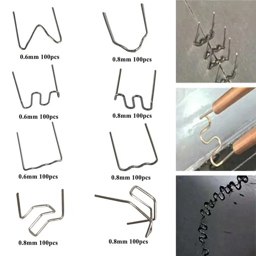 0.8mm 0.6mm Car Bumper Fender Plastic Repair Kit Welder Stapler 800pcs For Car Bumper High Quality Pre-cut Silver