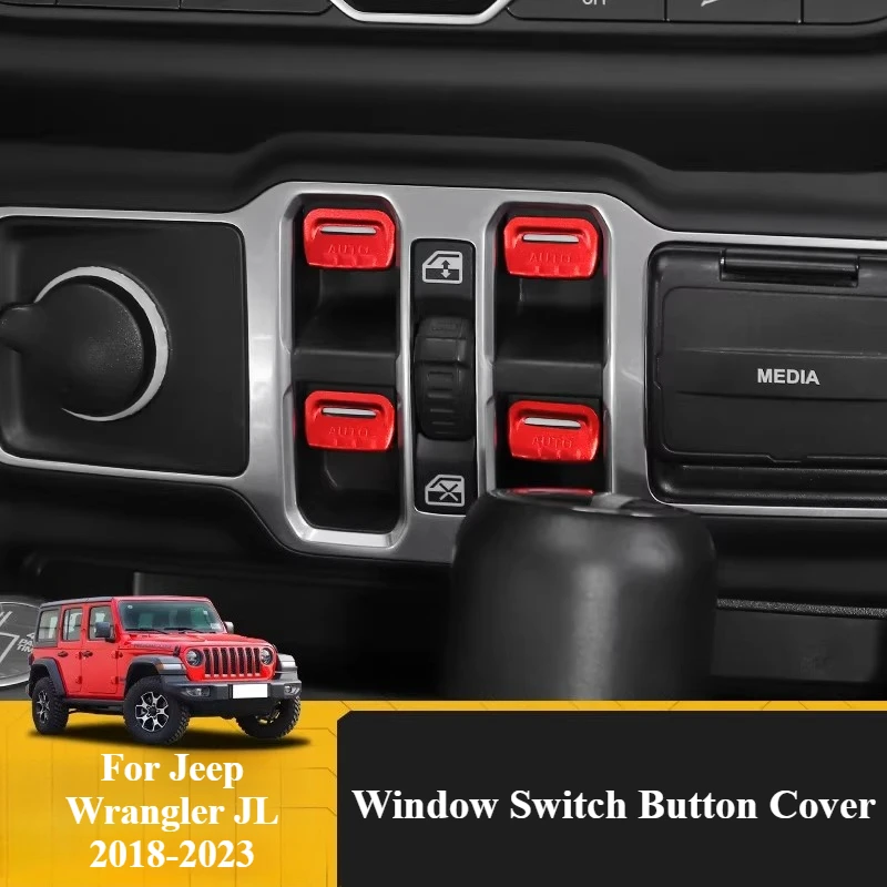 Window Switch Button Cover Trim for Jeep Wrangler JL 2018-2023 Gladiator JT Interior Aluminum Alloy Accessories Interior Tools view 3