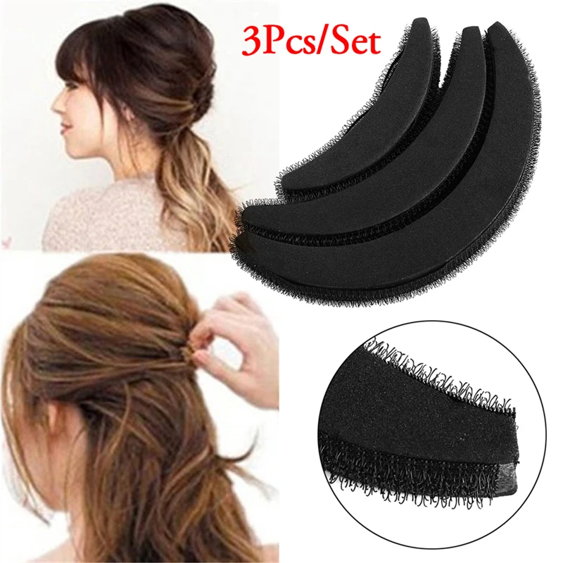 3Pcs Podkładki do włosów Zwiększanie objętości włosów Puff Hair Bun Maker Donut Magic Foam Sponge Bump Up Insert Stylizacja włosów Codzienne akcesoria — zdjęcie 3