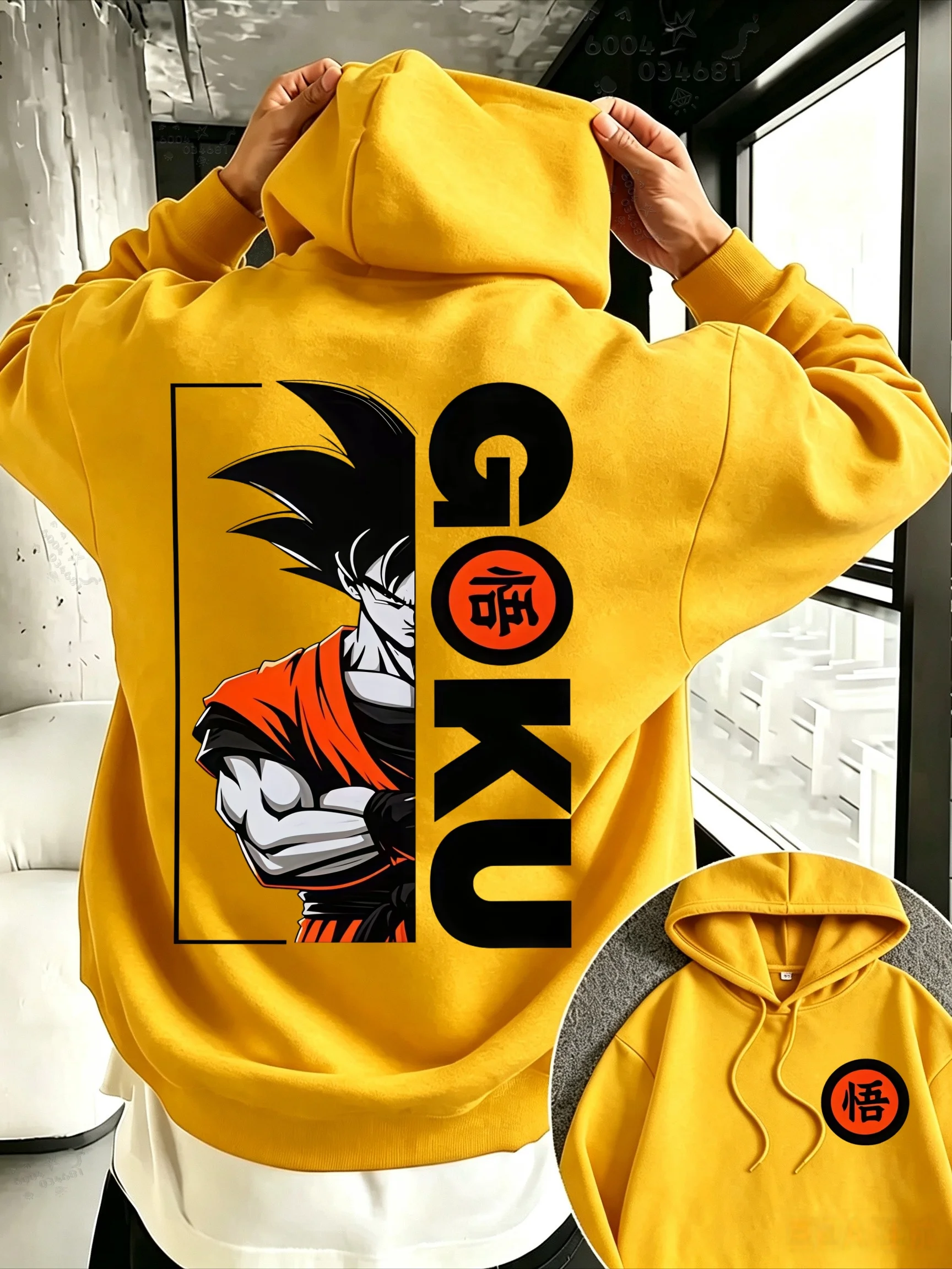 Lässiger, langärmeliger Kapuzenpullover für Jungen mit Beijita-Logo und Dragon Ball Anime-Aufdruck – eine trendige Streetwear für Kinder. – Detail 6