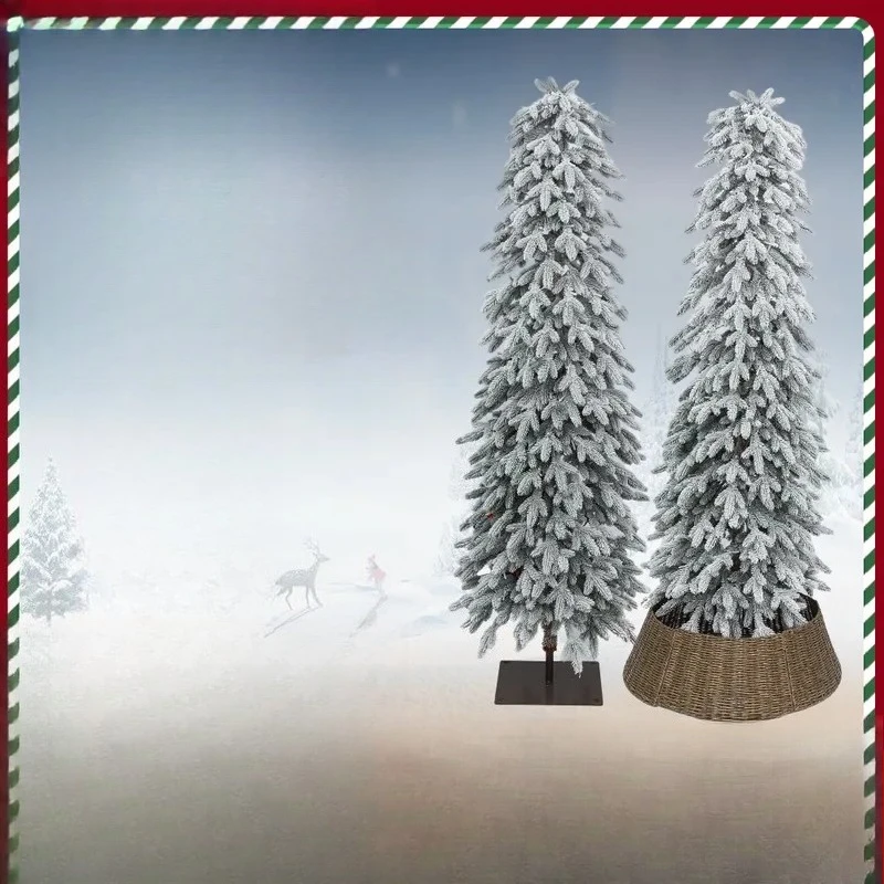 Floor to Ceiling Small Christmas Tree with Base PE Flocking Outdoor Decoration for Hotel Shopping Mall Wholesale