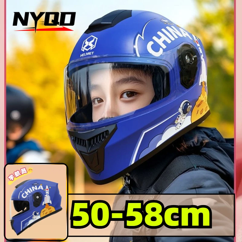 

Kids Motorcycle Helmet Unisex Boys Girls Winter Warm Four Seasons Safety Helmet For Student Electric Scooter Riding