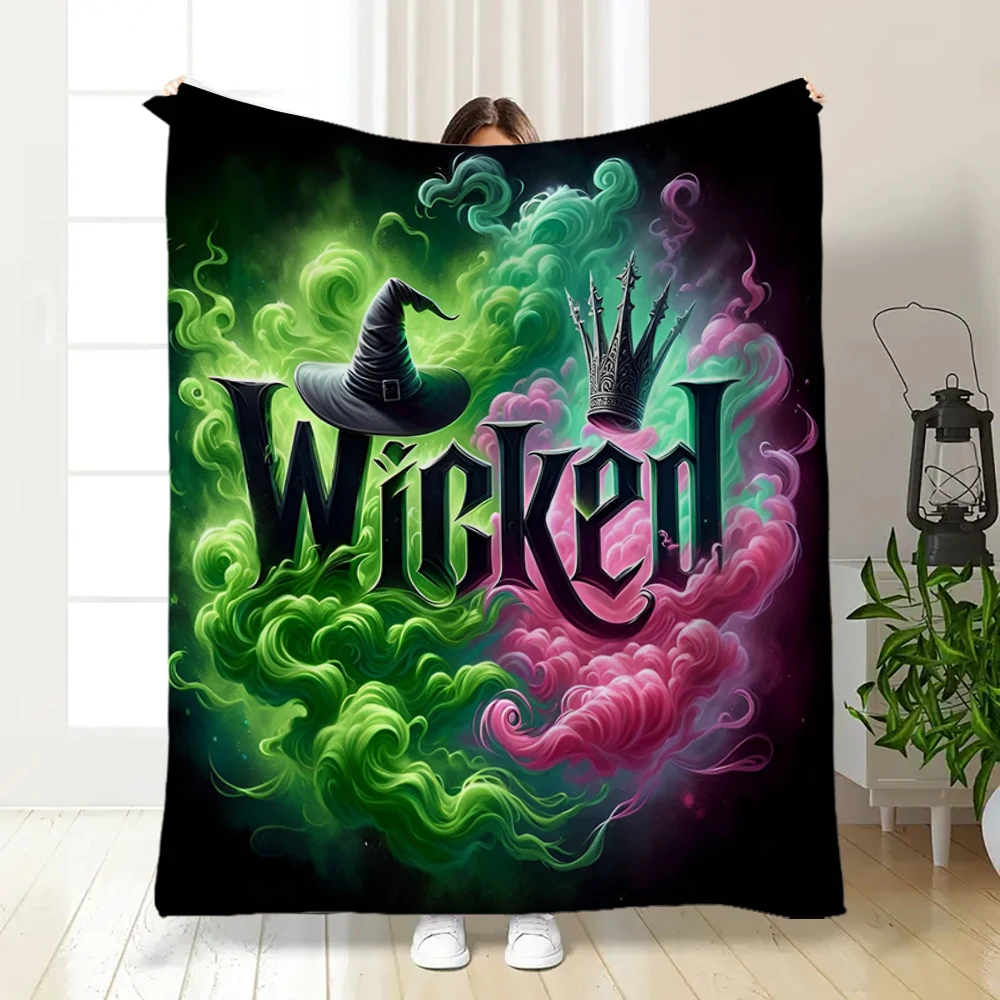 1 Piece of Wicked Magic Witch Color-Blocking Magic Smoke Print Small Blanket, Suitable for All Seasons, Soft Shawl, Dormitory Office Warm Decorative Cover Blanket