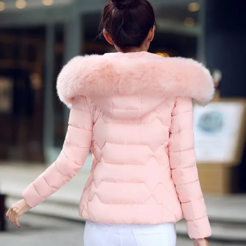 Chaqueta con cuello de piel de mapache Artificial para mujer, Parkas de alta calidad, abrigos de invierno y otoño, 2024