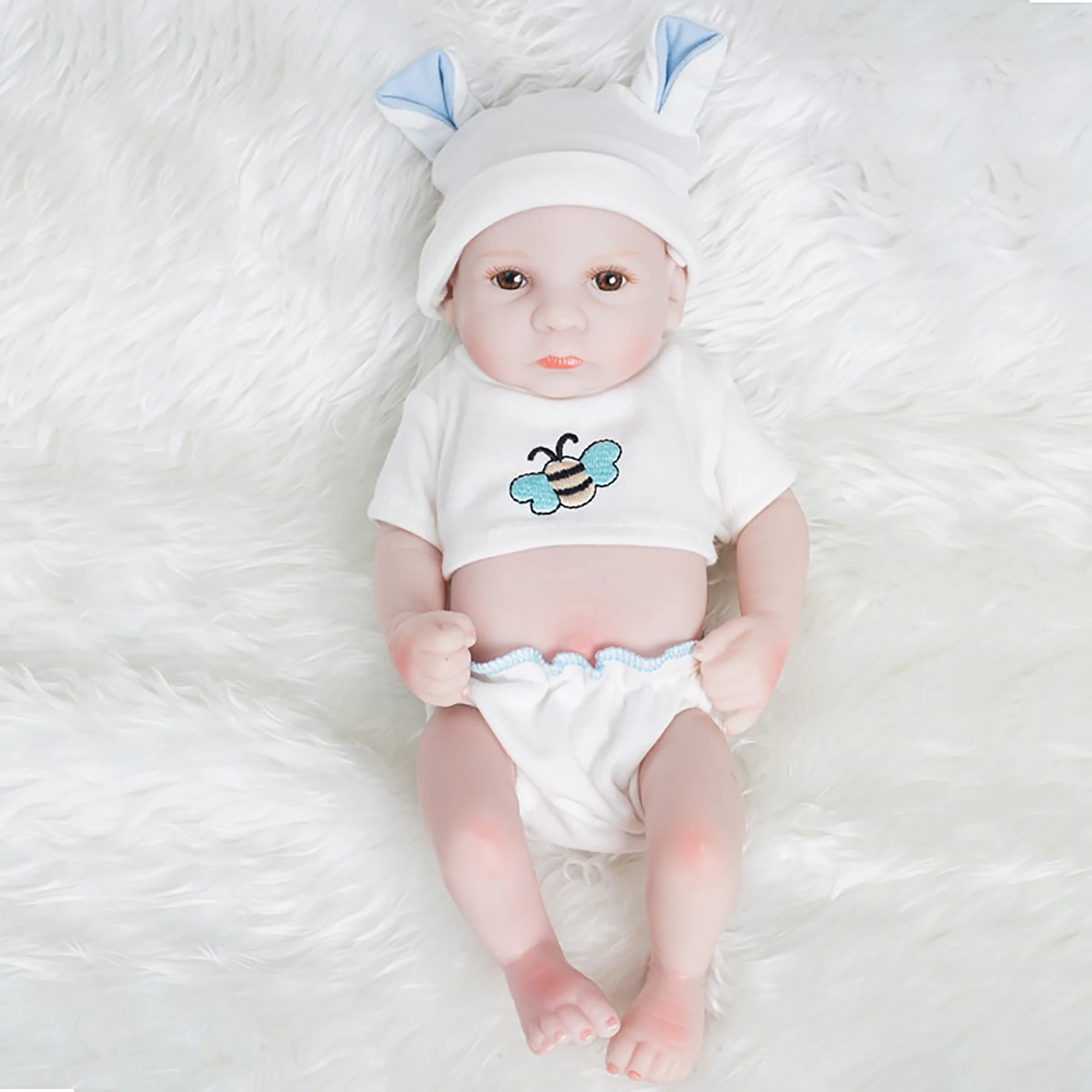 10-Inch Realistische Handgemaakte Reborn Mannelijke Pop Collectie Props Zachte Lijm Speelhuis Speelgoed 28 Cm Wit pak Pop 112