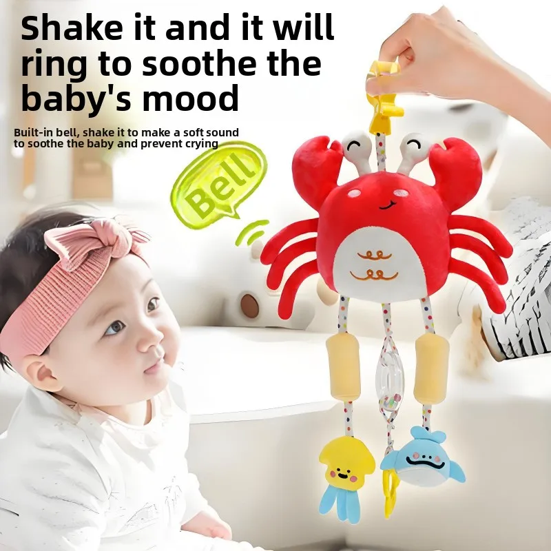 Beruhigender Spielzeuganhänger für Babys, Tierbild, Kordelzug, Rassel, beruhigendes Kinderspielzeug