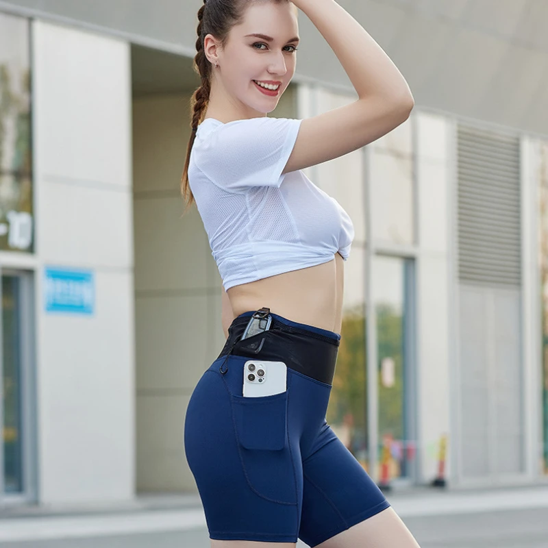 

Компрессионные шорты для бега длиной до колена, быстросохнущие, облегающие, с карманами, для марафона, спортзала, йоги, пробежек, женские спортивные шорты