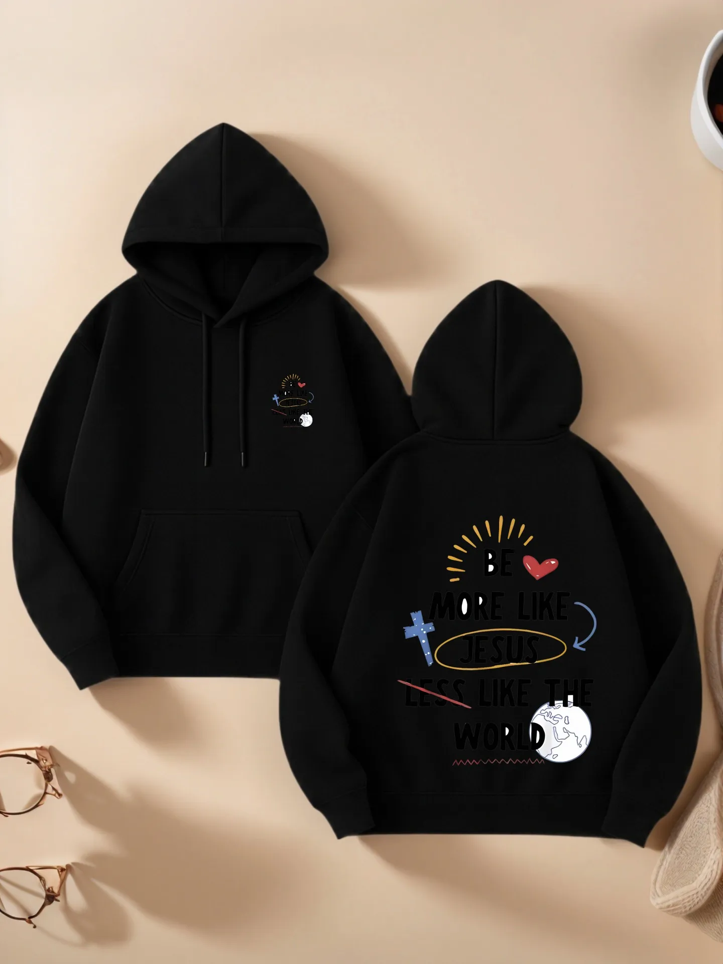 Grafische hoodie dames, letter - print esthetisch ontwerp, casual dagelijks gebruik, comfortabele stof, voor mannen en vrouwen