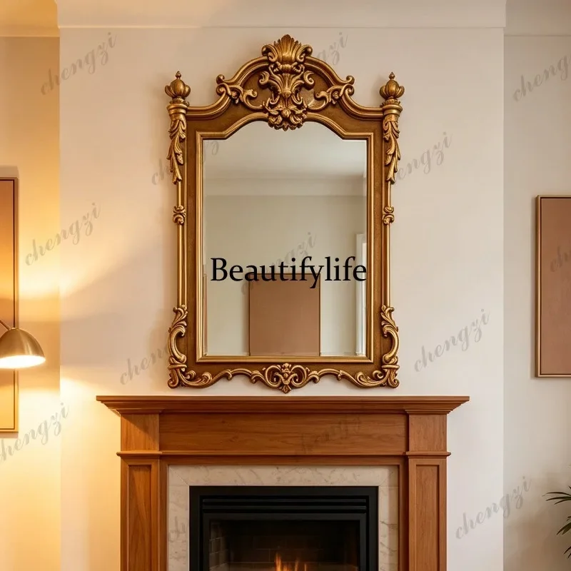 9344 French makeup mirror American porch wall hanging retro court style decorative mirror bathroom mirror
