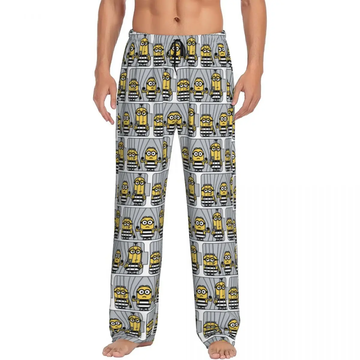 Custom Printed Animated Comedy Movies Minions Pajama Pants Men Sleep Sleepwear Bottoms with Pockets