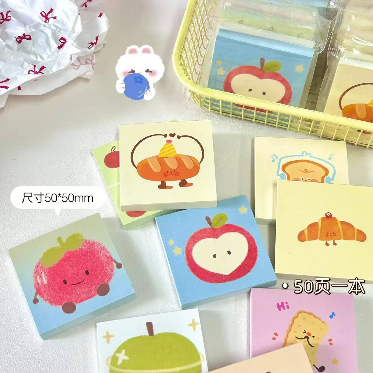 4pcs Cute Cartoon Memo Pad Mini Convenience Store Series Student Portable Non Sticky Note Taking Notebook