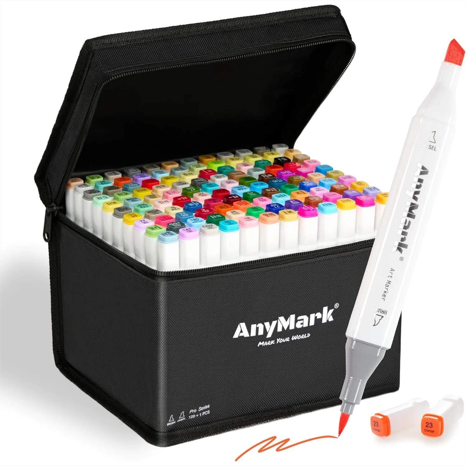 

Alcohol Markers Brush Tip, 120+1 Colors Dual Tip Brush & Chisel Art Markers Set with Case for Adult Artists Drawing Coloring