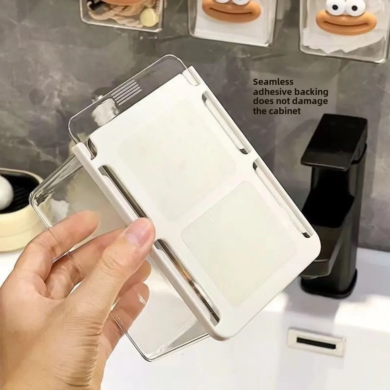 الحمام الشفاف القطن عصا ماكياج القطن الحمام سحب التدريجي درج تخزين نمط صندوق تخزين تحت خزانة المرآة #6