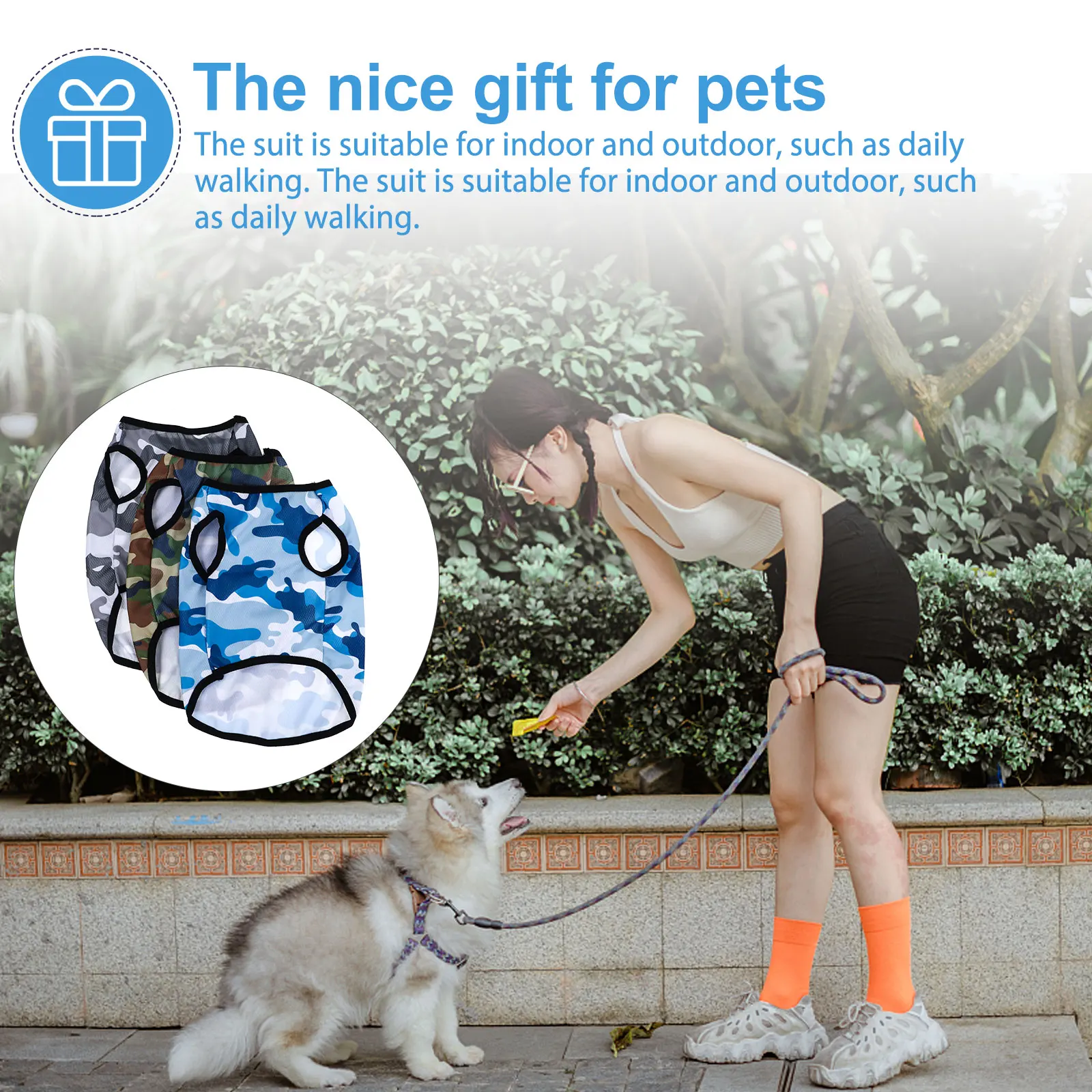 

3Pcs Pet Camouflage Shirt Stylish Dog Vest Comfortable Puppy Apparel for Indoor Outdoor Dog Camouflage Vest Puppy Clothes