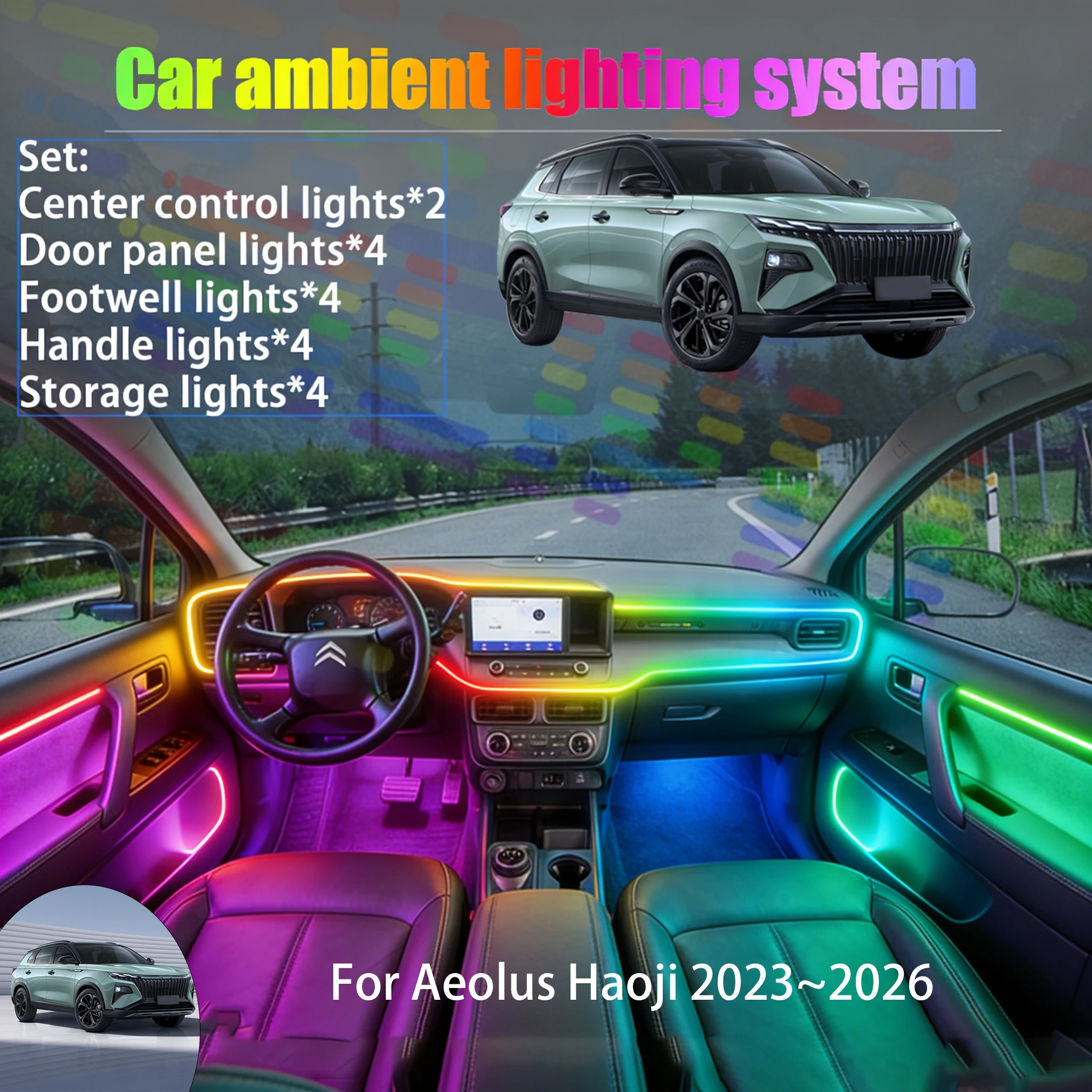 

Для Aeolus Haoji 2023~2026: Комплект светодиодной подсветки салона и багажника 2/18 в 1, USB RGB, с эффектом бегущих огней, автозапчасти