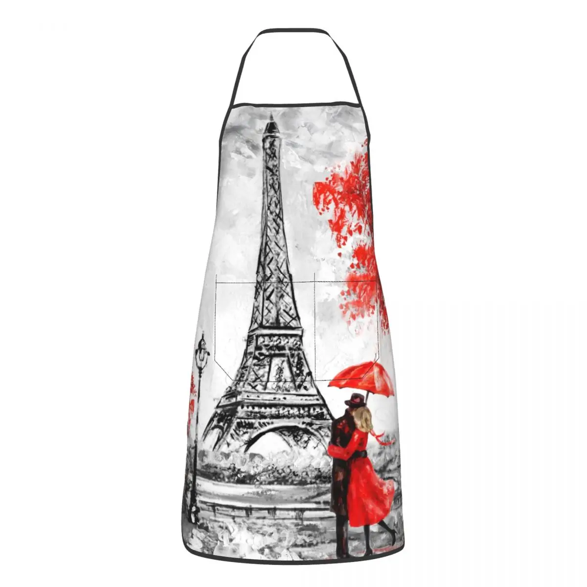 Kitchen Aprons Landscape France Eiffel Tower Couple Chef Work Apron Grill Restaurant Bar Shop Cafes Beauty Nails Studios Uniform