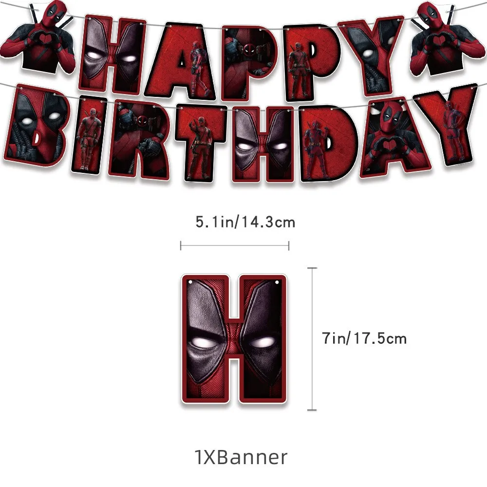 Deadpool Cartoon Anime Theme Marvel Heroes League Flag Insertion Latex Balloon Props Festival Party Decoration Supplies Package