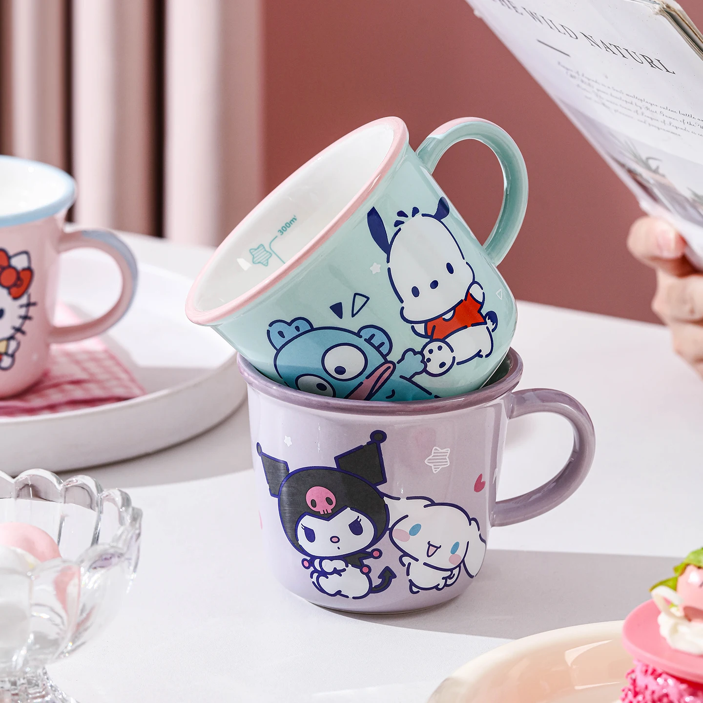 310Ml Cartoon Sanrio Hello Kitty My Melody Cinnamoroll Kuromi Ceramic Cute Gift Box Mug Kawaii Drinkware Cup Childen Gift