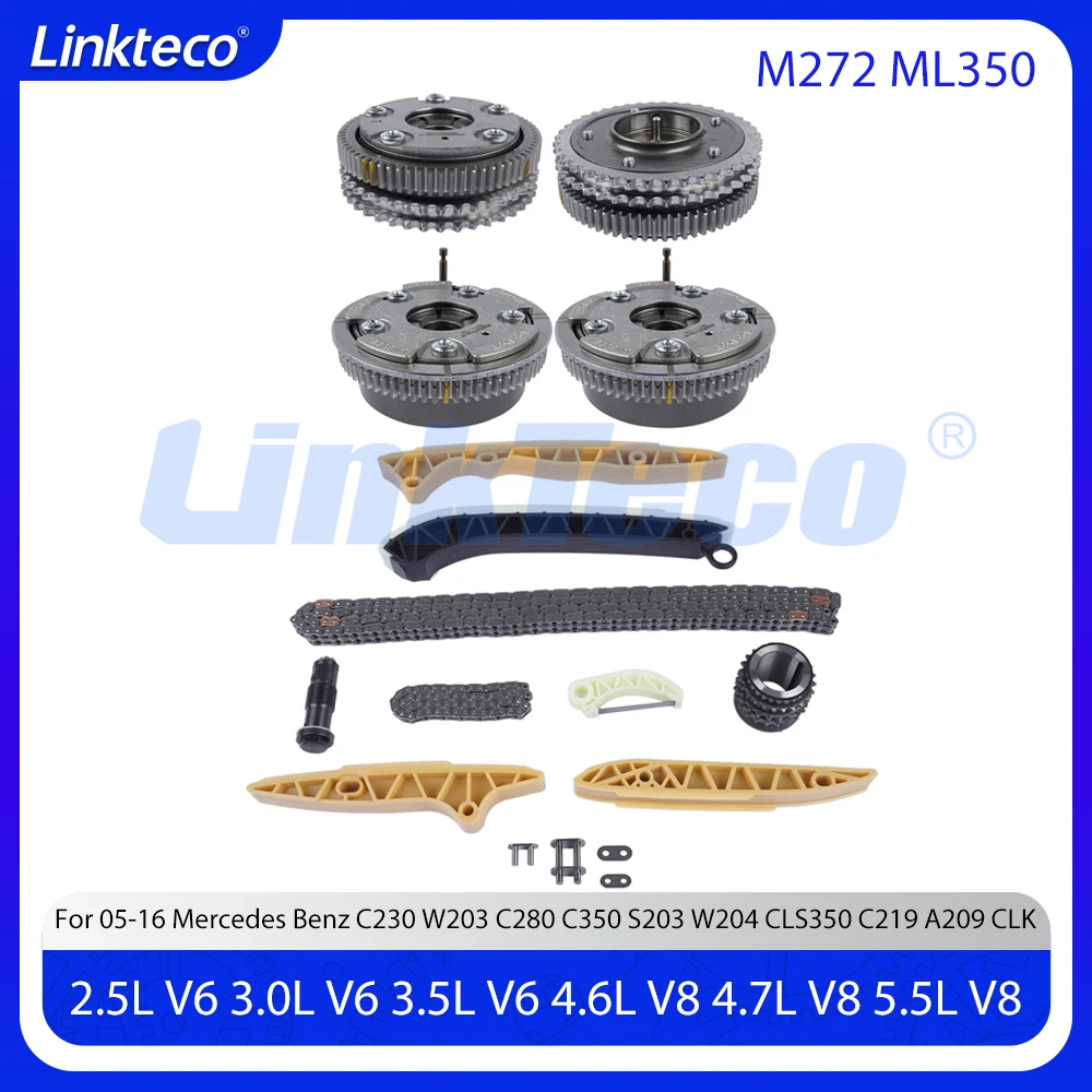 

Engine Timing Chain Kit Camshaft VVT Gear Exhaust Intake Set Fit ML350 M272 For Mercedes Benz CLS350 S500 CLS350 C219 A209 C230