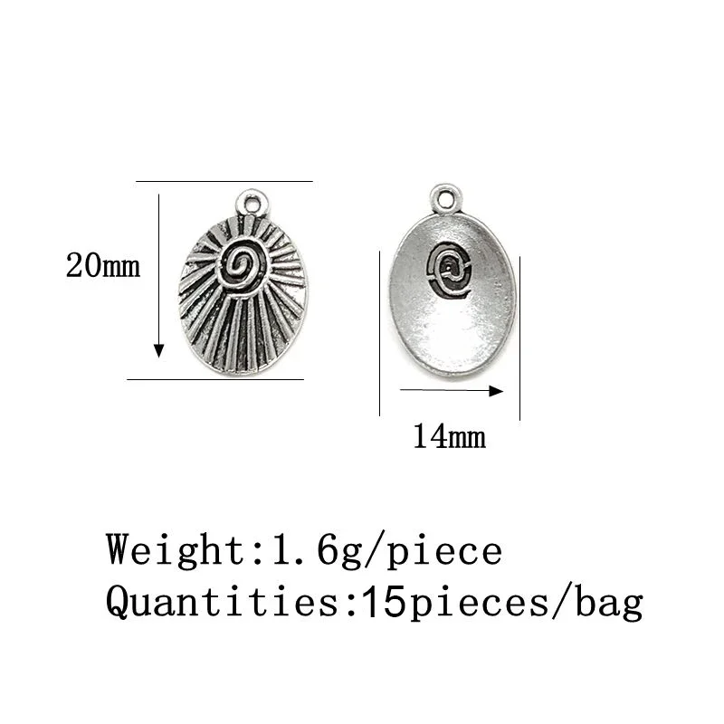 New Fashion 15pcs 20*14MM Retro Zinc Alloy Oval  Sun Shells Shape Charms DIY Jewelry Bracelets Earrings Accessories