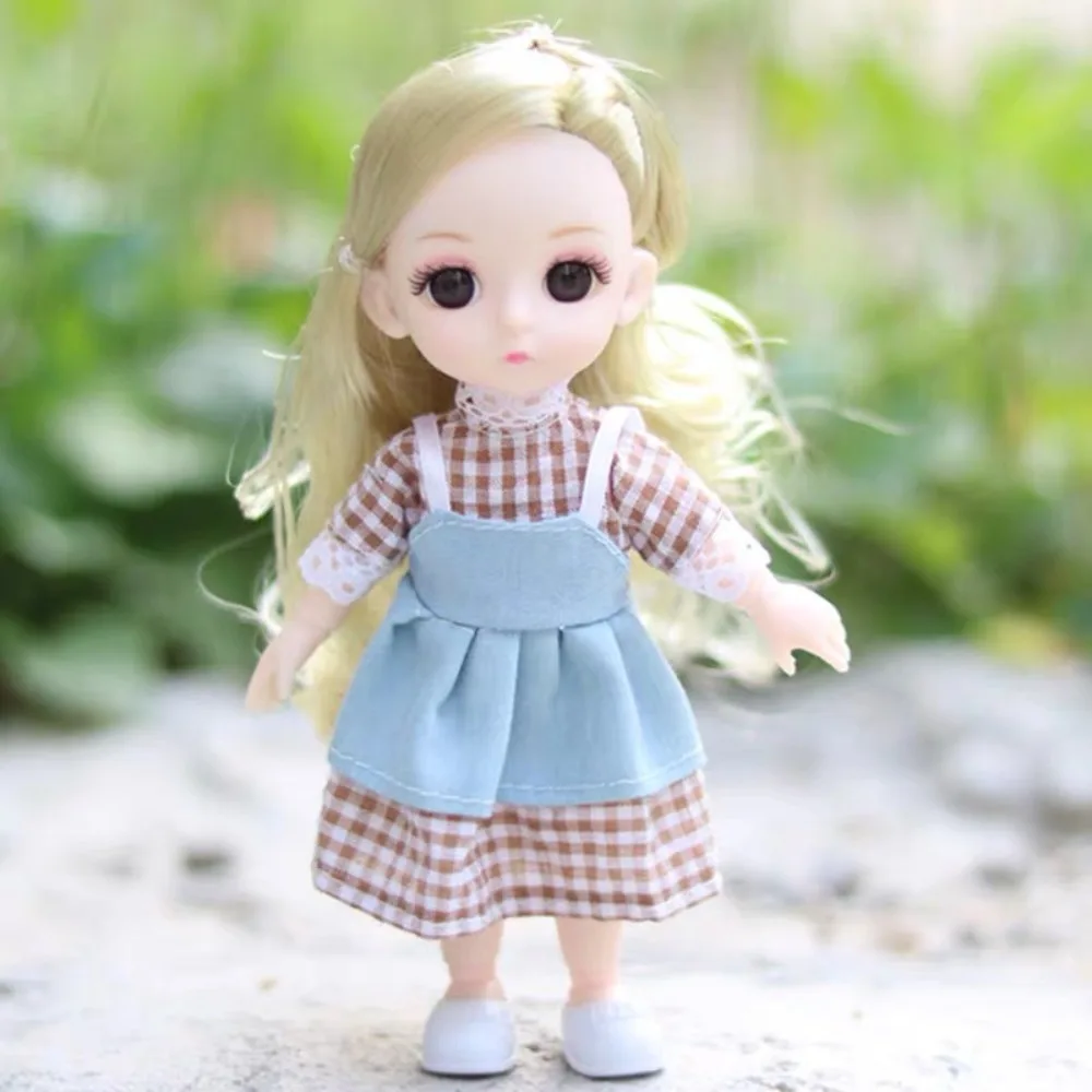 

Кукла BJD BJD 1/12 с одеждой и одеждой, 13 подвижных суставов, мини-кукла для девочек с одеждой, голубыми глазами и обувью