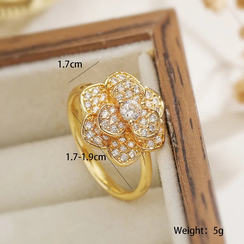 GANPUP Süßer Blumenherz-Zirkonia Verstellbarer Ring für Frauen Paare Mode Neuer Fingerring Schmuck Valentinstagsgeschenk Party – Detail 7