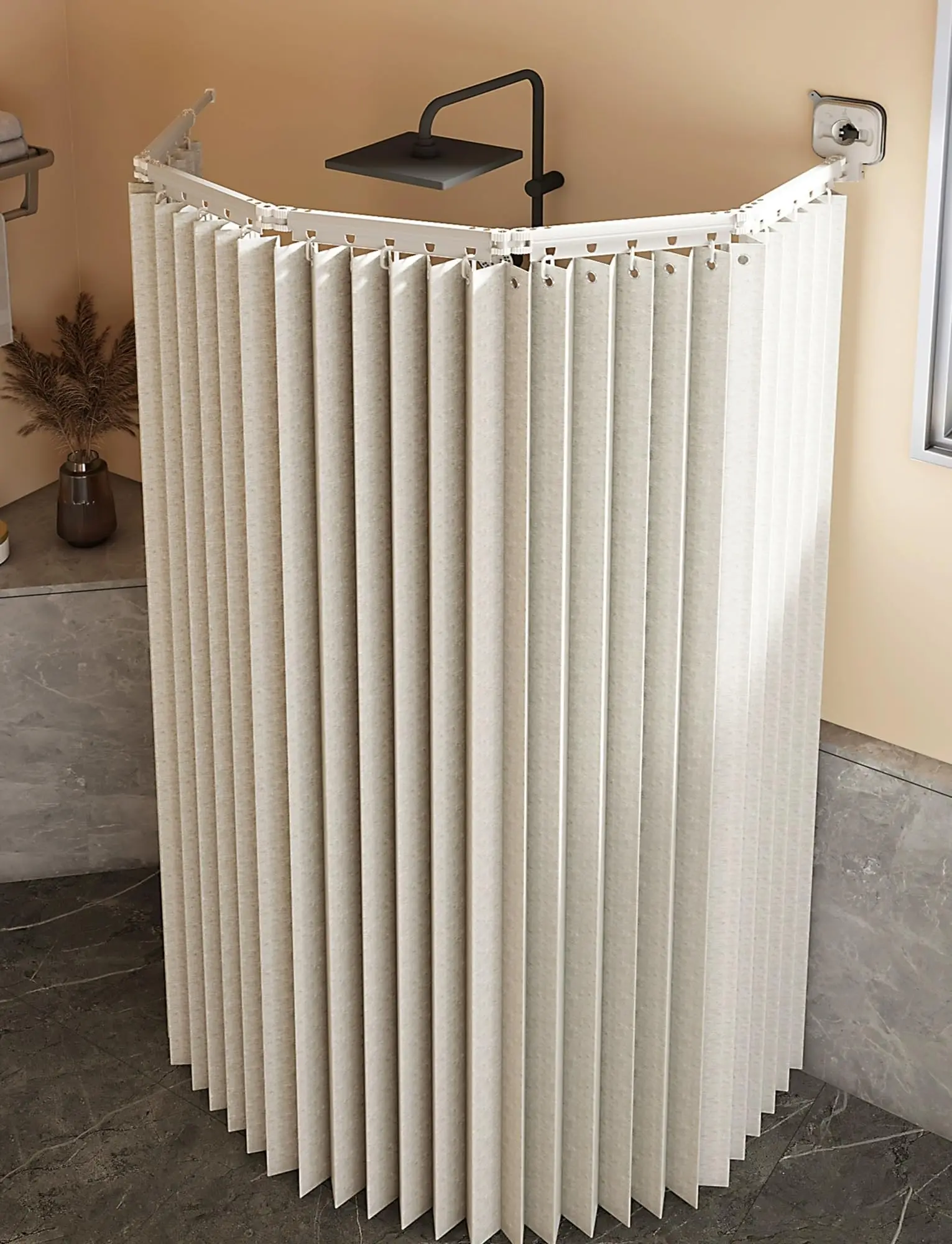 Portable Foldable Shower Curtain, Water-Resistant Retractable Changing Room, Easy No-Drill Installation for Bathroom