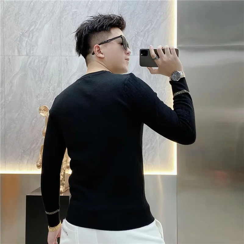 New Men\'s Crew Neck Sweatshirts Solid Color Large Sweatwear Spring Outdoor Jogging Tops Pullover Sweater for Men