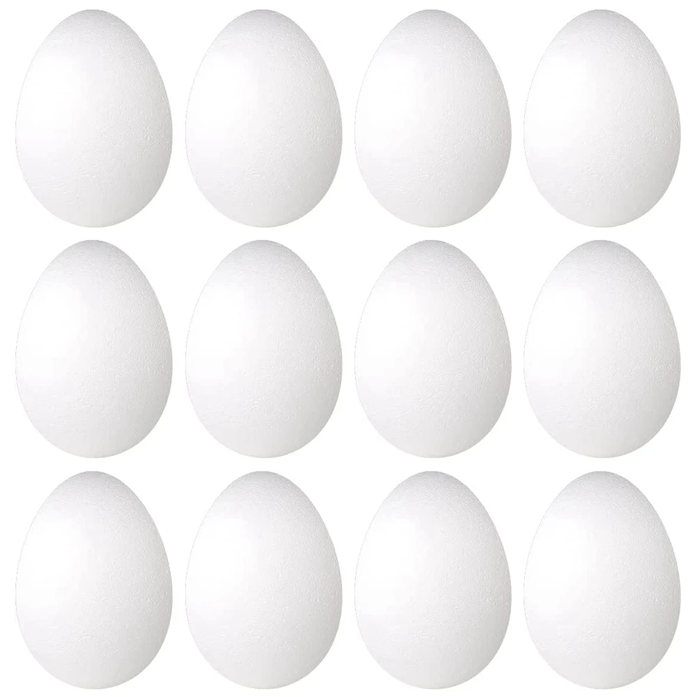 

12 Pack 3 Inch Easter Foam Egg White Styrofoam Egg Craft Egg Foam Natural Polystyrene Egg Foam Handmade Egg Ball