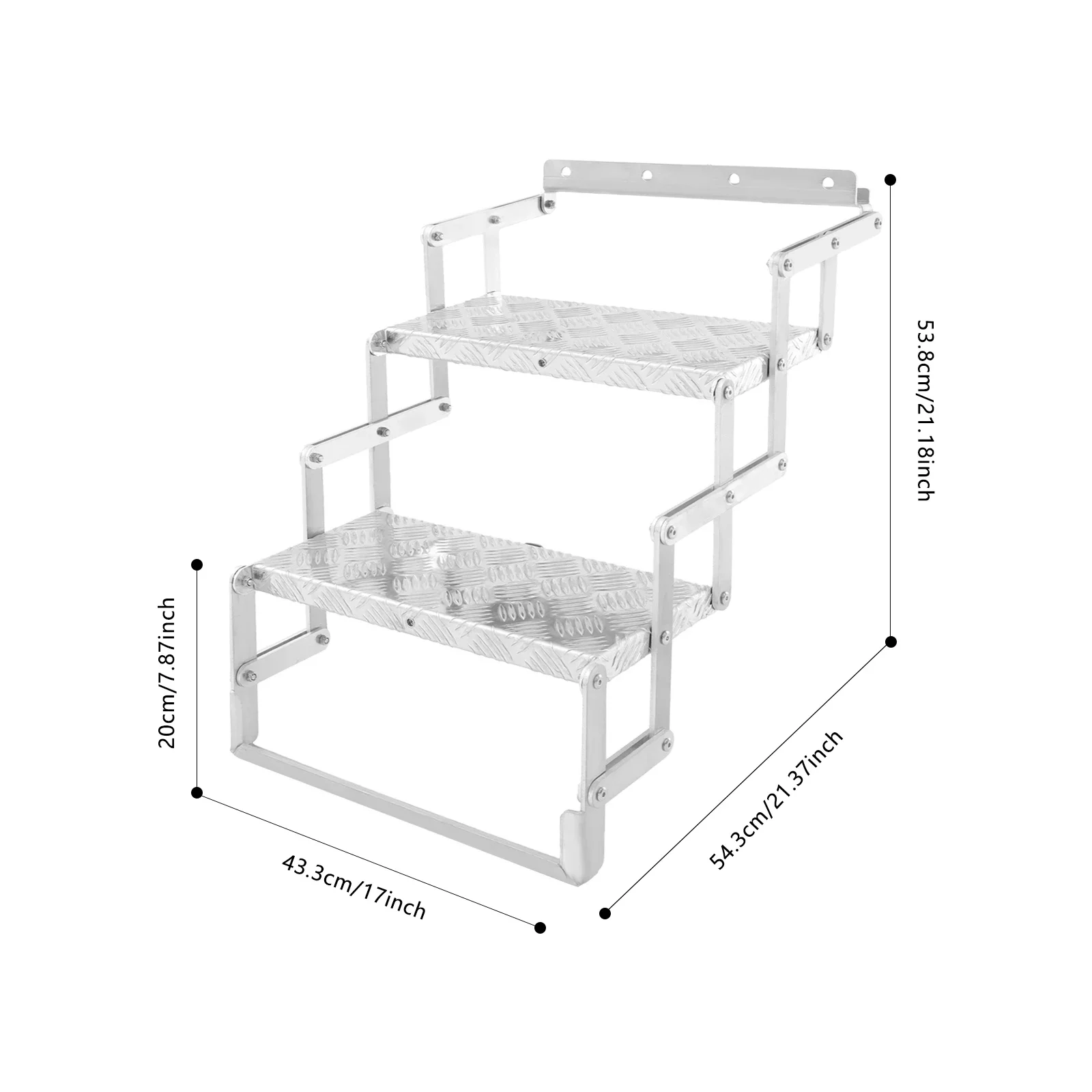 2 Steps Foldable Step Ladder, 17 inch Wide Aluminum Alloy Scissor Stairs, for RV, Camper, Attics, Warehouses, Total Load 110kg