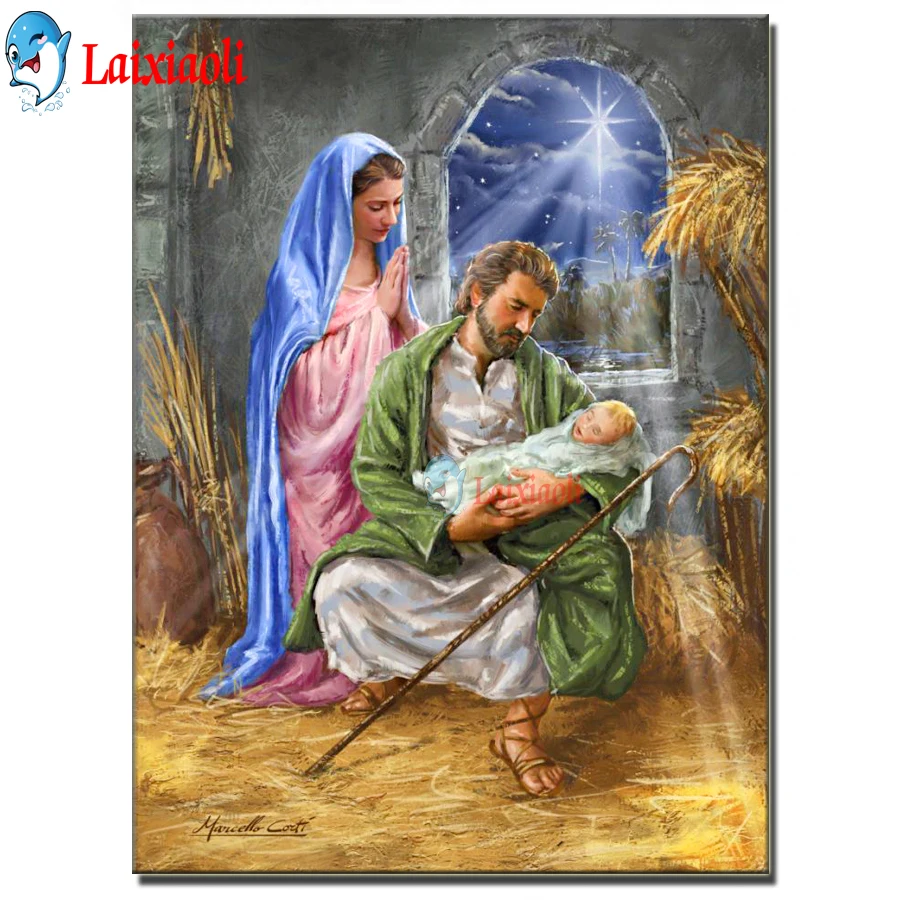 

5D DIY Rhinestones Diamond Paintings Full Round Drills Picture Jesus Born Paint By Numbers Cross-stitch Kits Embroidery Mosaic