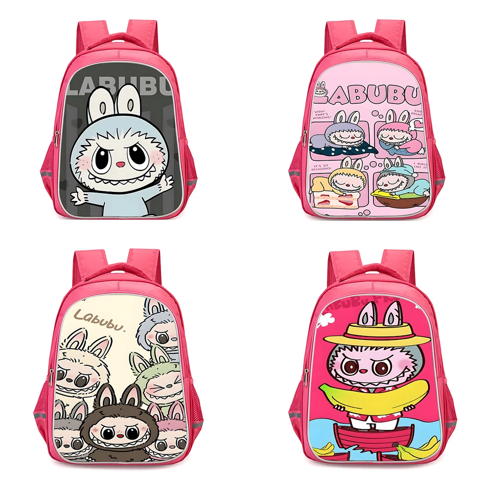 Mochilas Labubus bonitos dos desenhos animados para meninas, mochilas escolares, mochila de acampamento, durável, presente de aniversário para criança, meninas, estudante