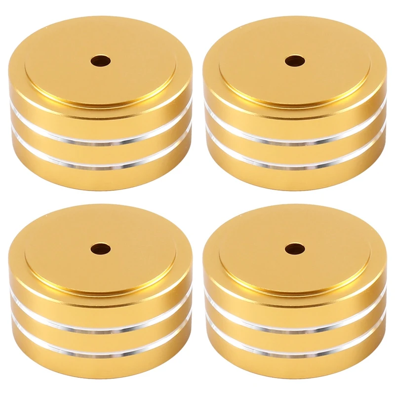 4Pcs 40X20mm Aluminum HIFI AMP Speaker Isolation Stand Turntable Feet Pad (Gold)