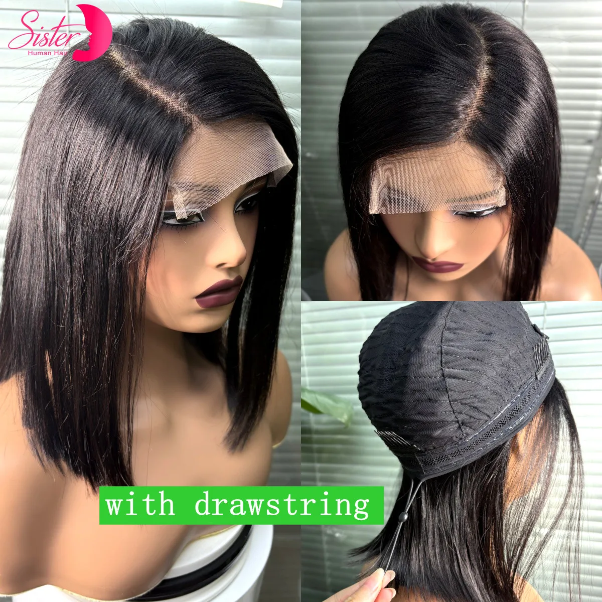 

280% Плотность 5x5 Бесклеевой Двойной Прямой Парик Боб с Косточкой и Шнурком Короткая Кружевная Застежка 100% Человеческие Волосы Боб Парик Для Женщин