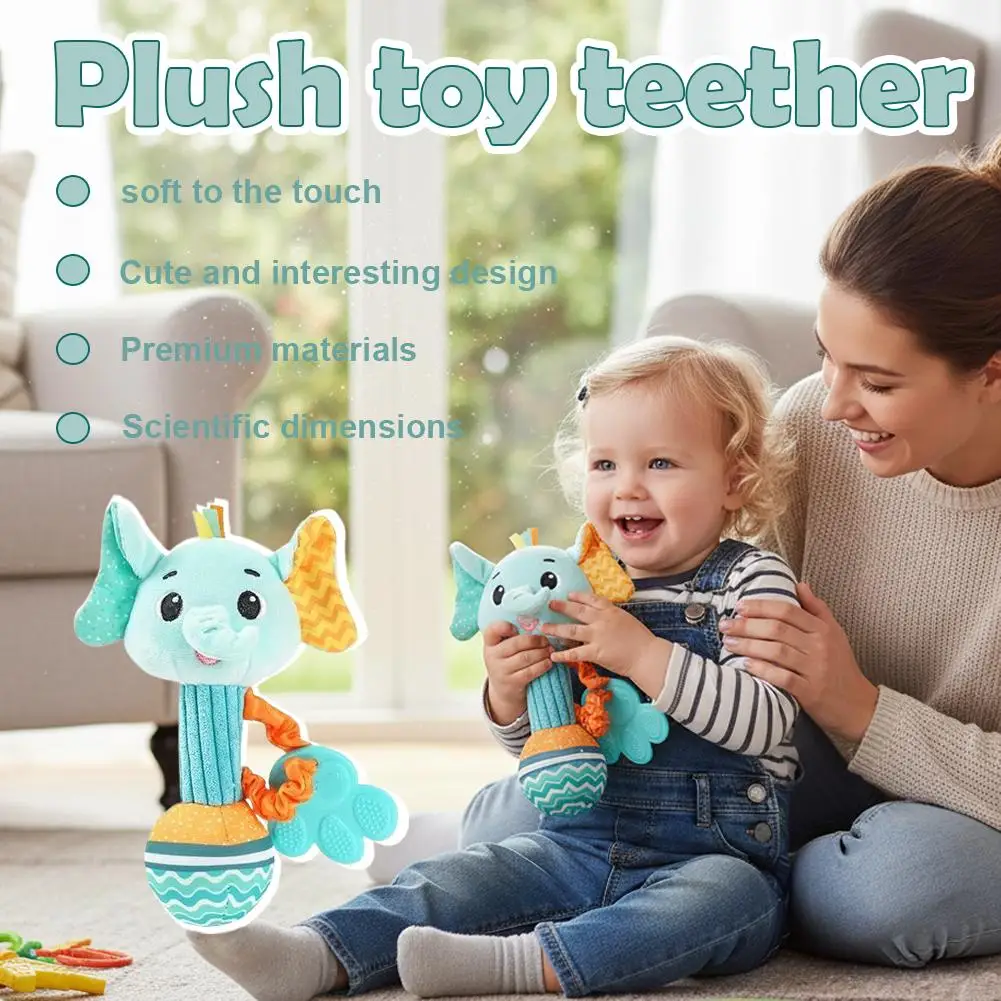 Plush Toy Teether Baby Rattles Soft Stuffed Animal Cloth Rattle Ball  Training Educational Sensory Toys