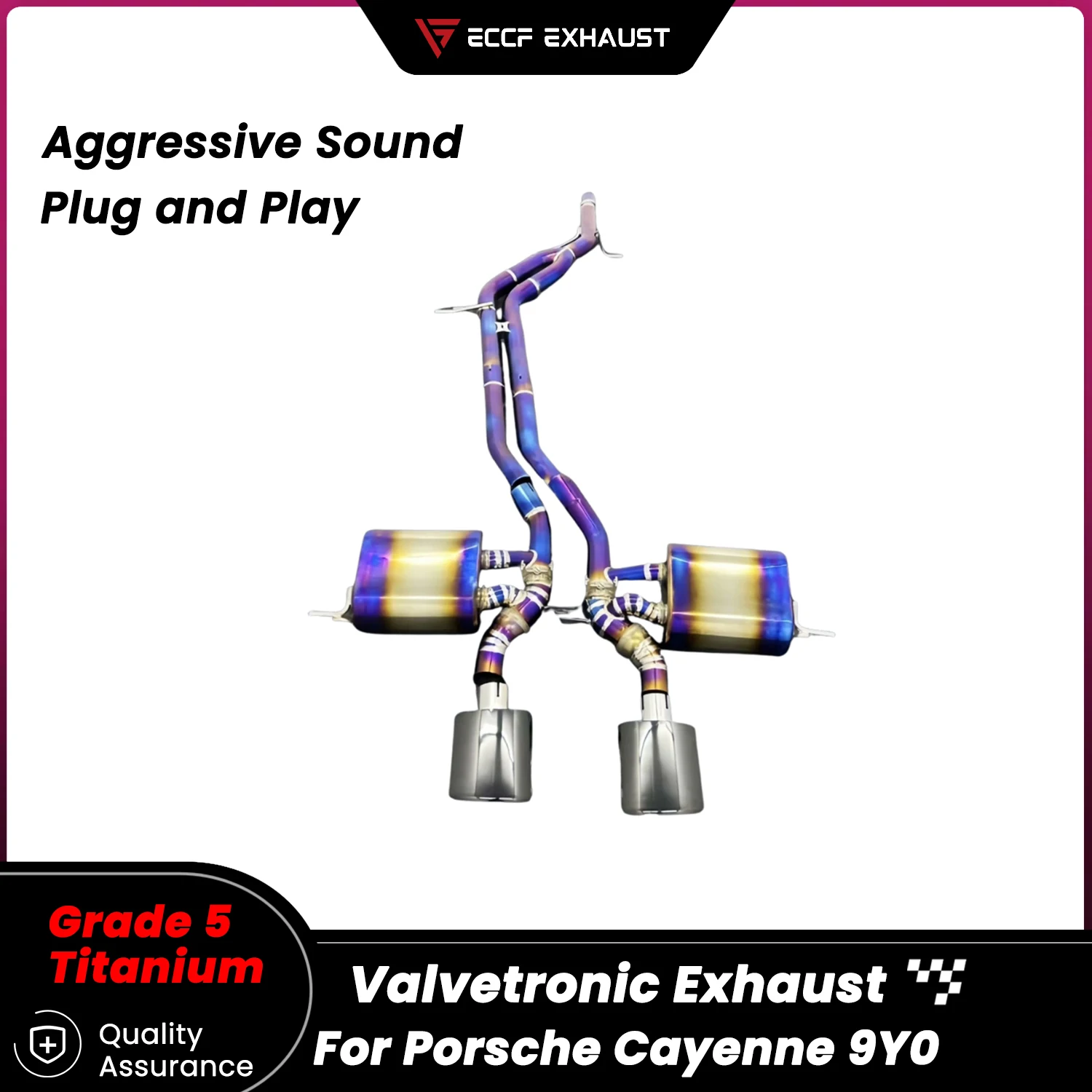 

Sporty Valve TItanium Catback Exhaust for Porsche Cayenne 9Y0 Freely Adjustable Sound Control Easy Installation