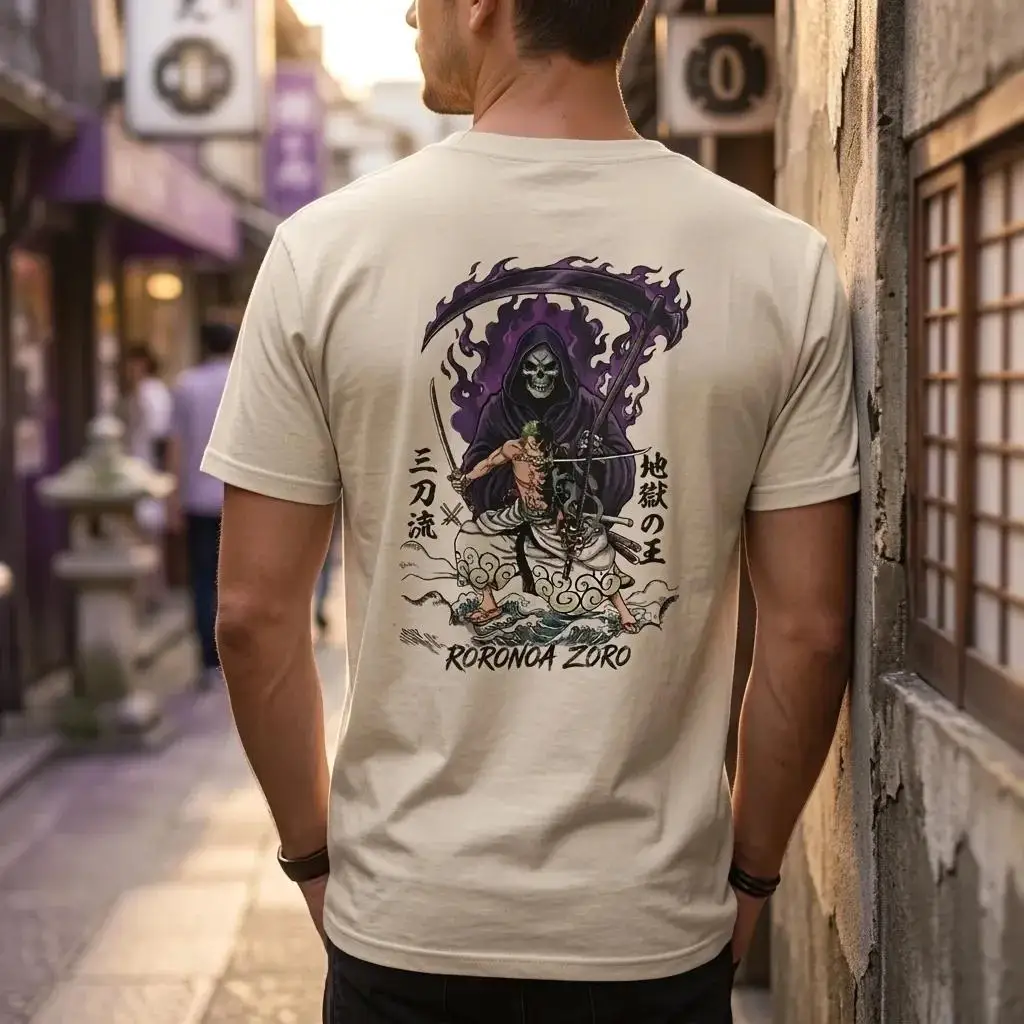 Roronoa Zoro Shirt | King of Hell Anime Tee | One Piece Gift for Men | Japanese Streetwear Graphic Tee Unisex