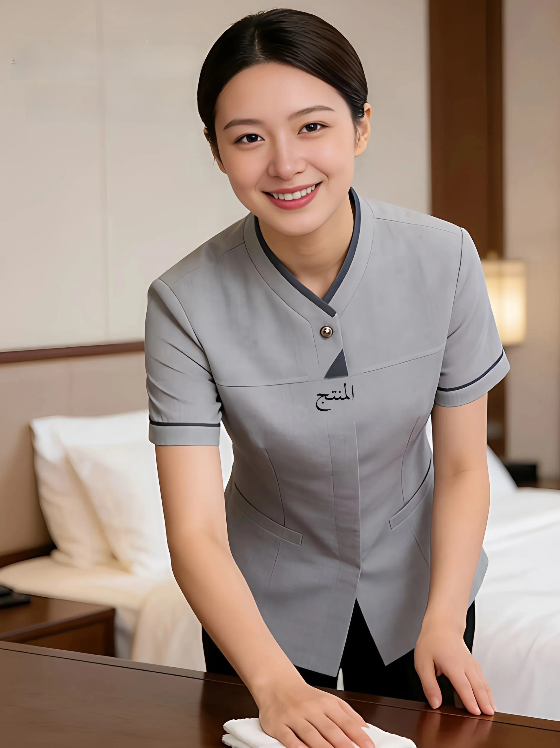 

Housekeeping Work Uniform Short Sleeve Hotel Room Service Attire Domestic Cleaning Auntie Workwear Summer Polyester Fiber